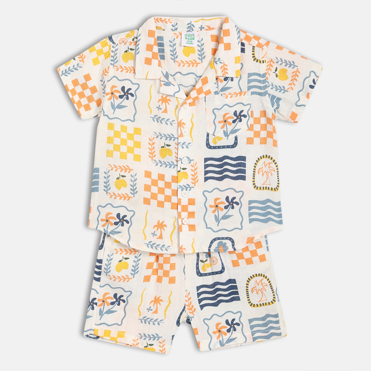 Baby Boys Printed Shirt And Shorts Set Pack Of 2, Multicolour