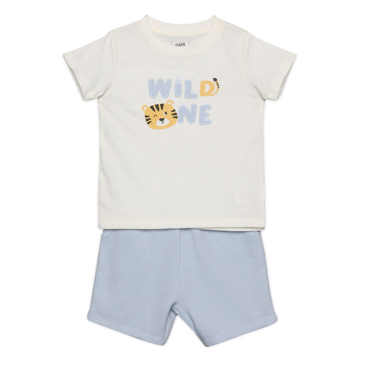 Baby Boys Tiger Print T-shirt and Shorts Set, White and Blue
