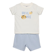 Baby Boys Tiger Print T-shirt and Shorts Set, White and Blue