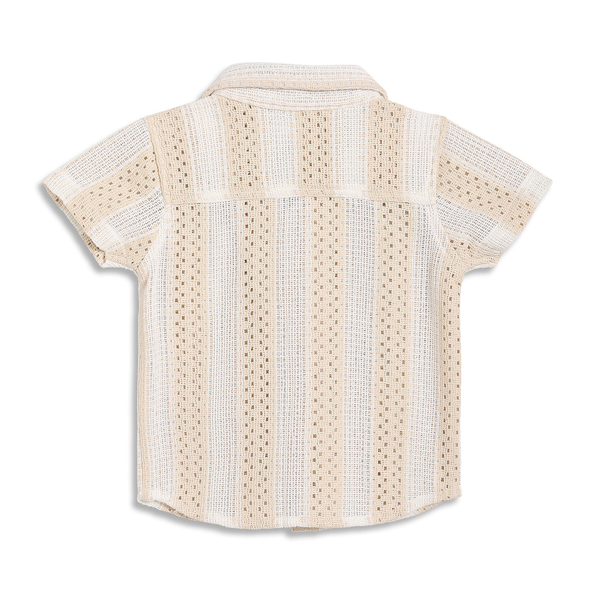 Baby Boys Textured Shirt and Solid Shorts Set, Beige and Cream