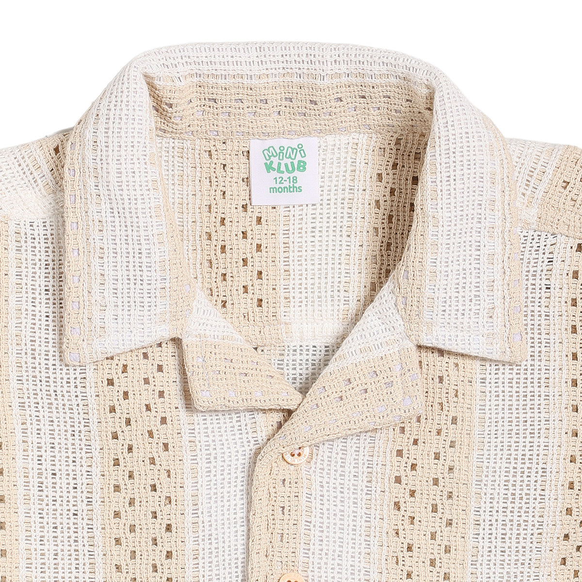 Baby Boys Textured Shirt and Solid Shorts Set, Beige and Cream