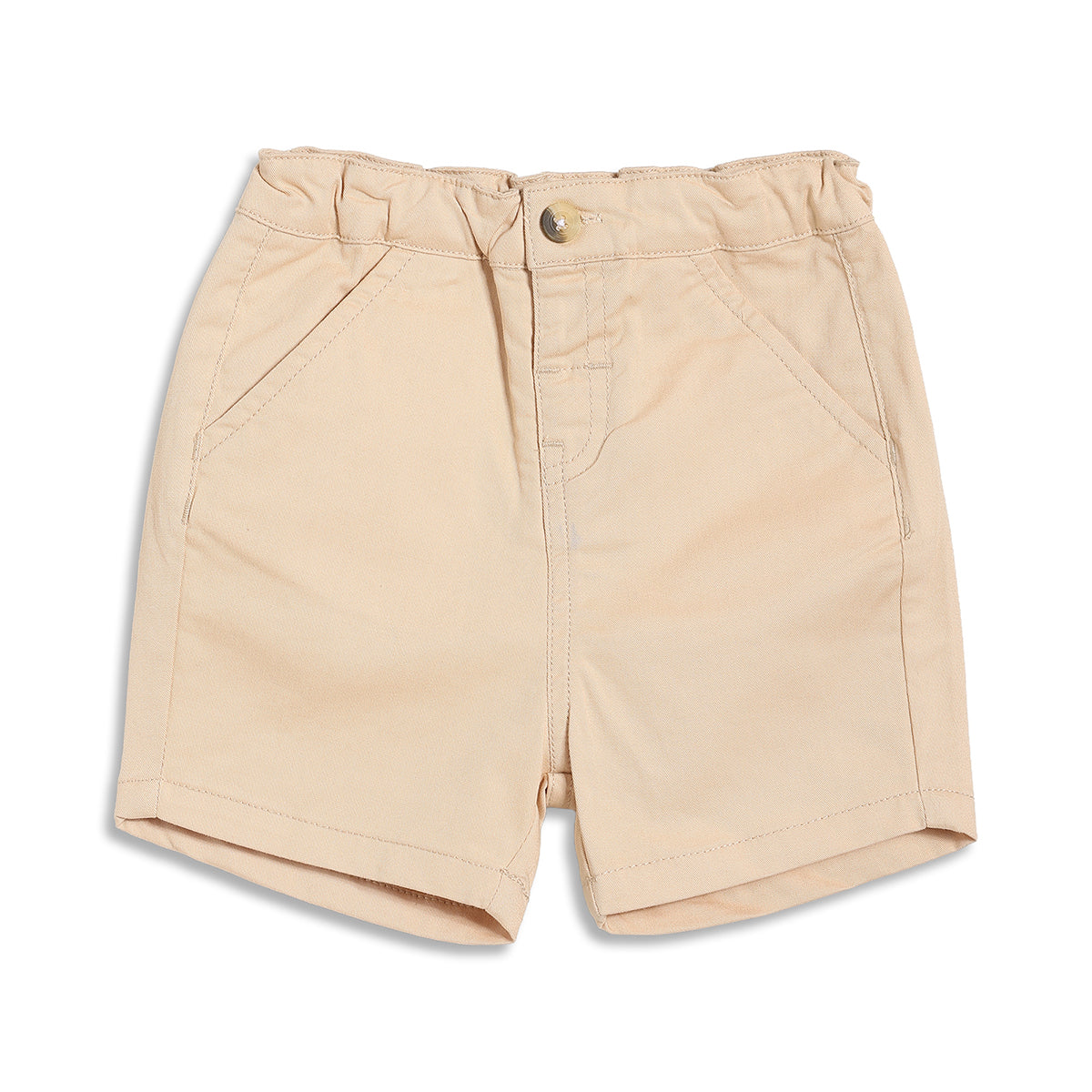 Baby Boys Textured Shirt and Solid Shorts Set, Beige and Cream