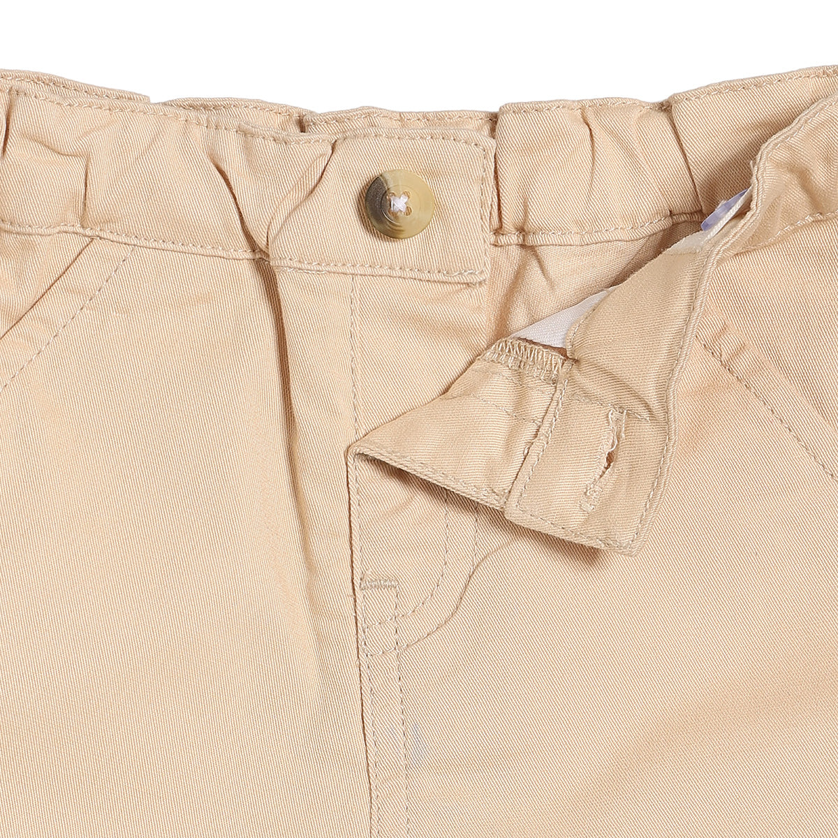 Baby Boys Textured Shirt and Solid Shorts Set, Beige and Cream