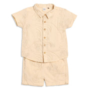 Baby Boys Embroidered Swirl Shirt and Shorts Set Pack of 1, Soft Beige