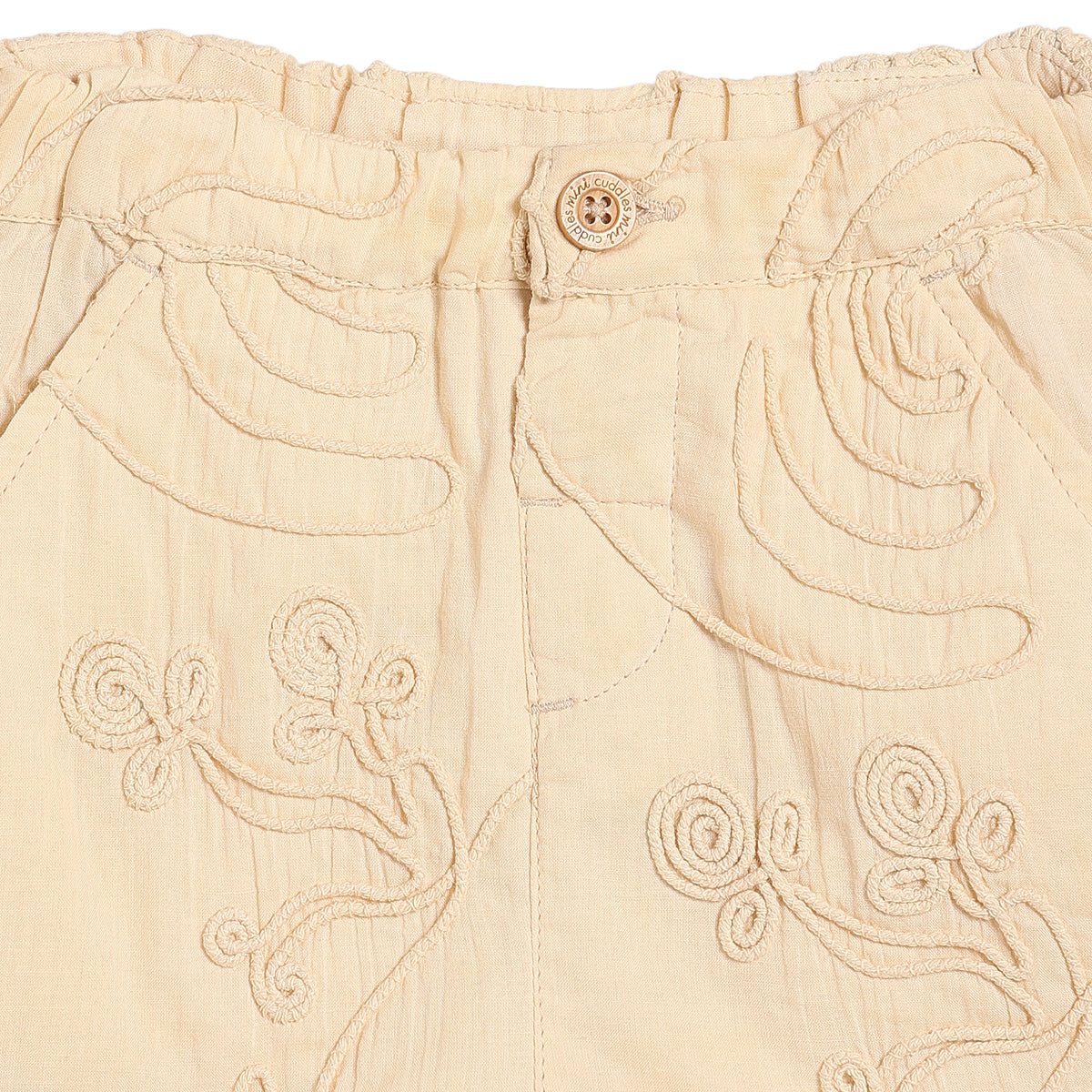 Baby Boys Embroidered Swirl Shirt and Shorts Set Pack of 1, Soft Beige