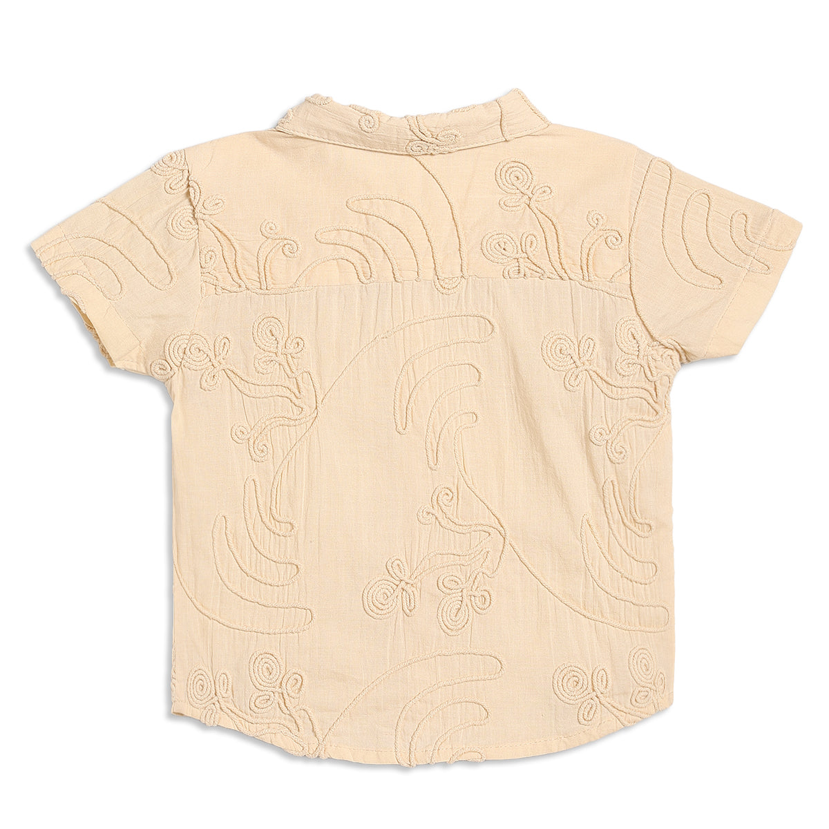 Baby Boys Embroidered Swirl Shirt and Shorts Set Pack of 1, Soft Beige