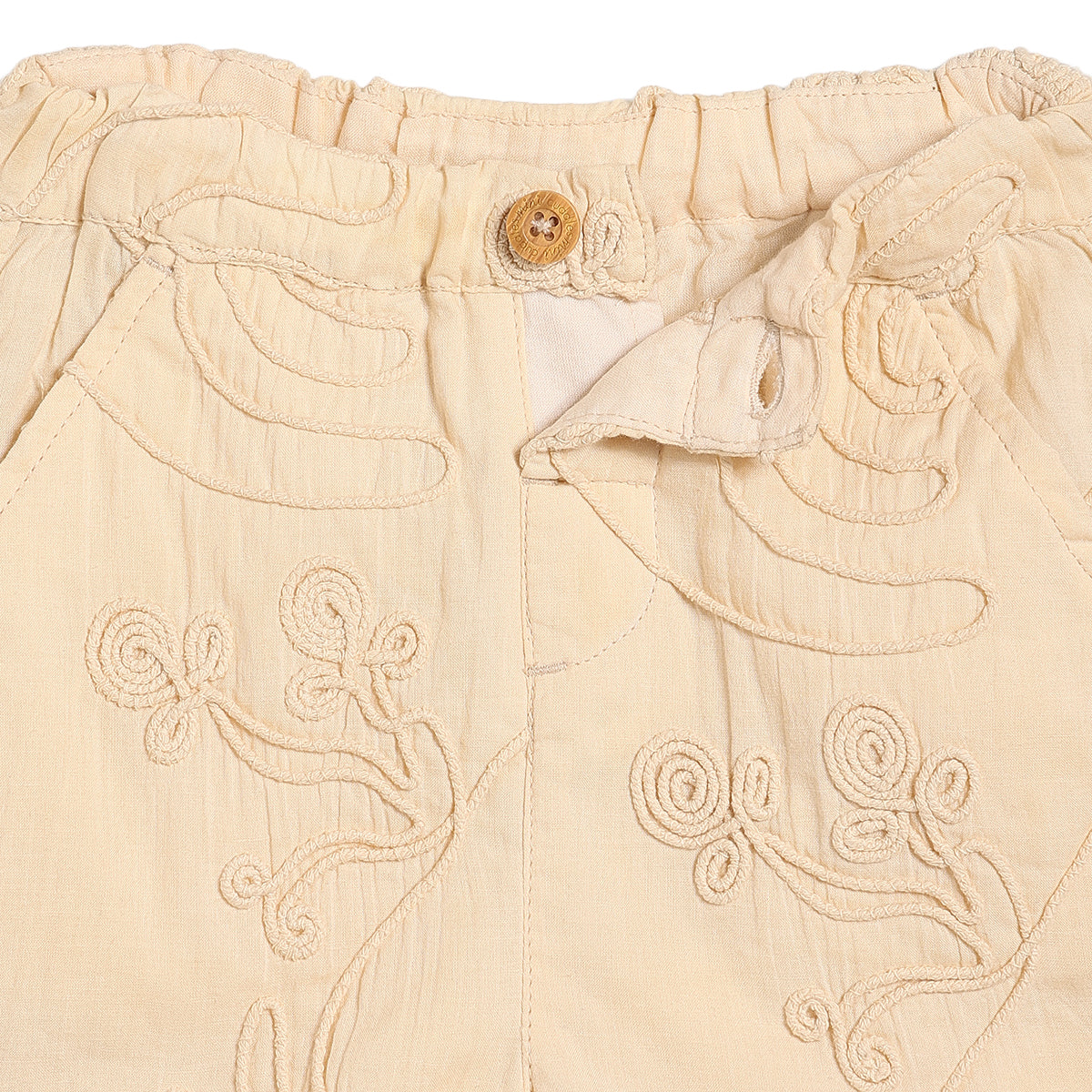 Baby Boys Embroidered Swirl Shirt and Shorts Set Pack of 1, Soft Beige