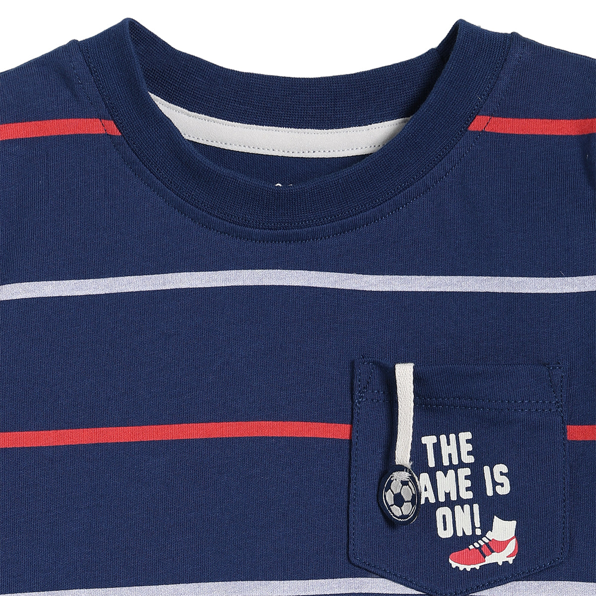 Baby Boys Striped T-Shirt and Shorts Set, Pack of 1, Navy Blue with Red and White
