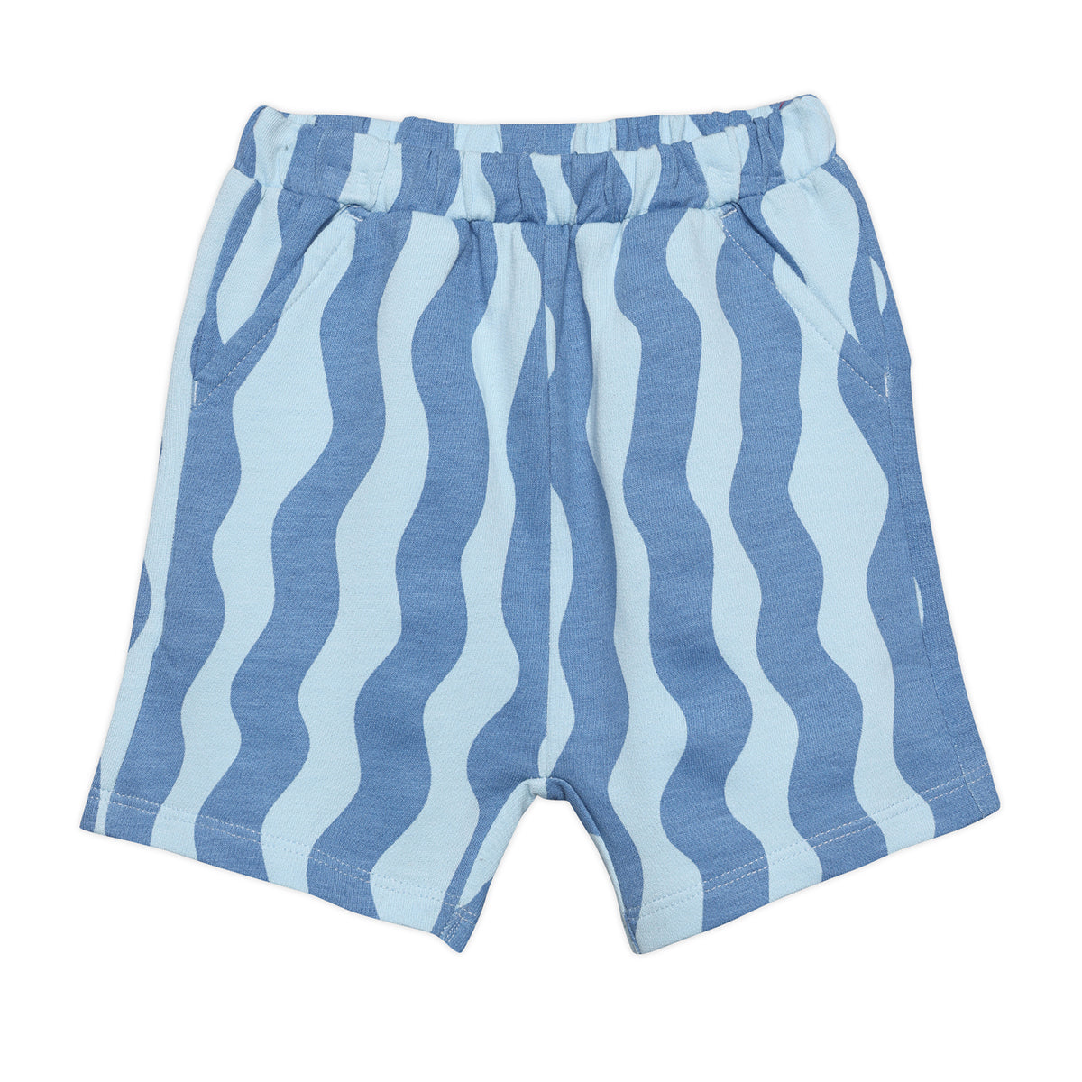 Baby Boys Smiley Print Top and Wavy Shorts Set, Light Blue