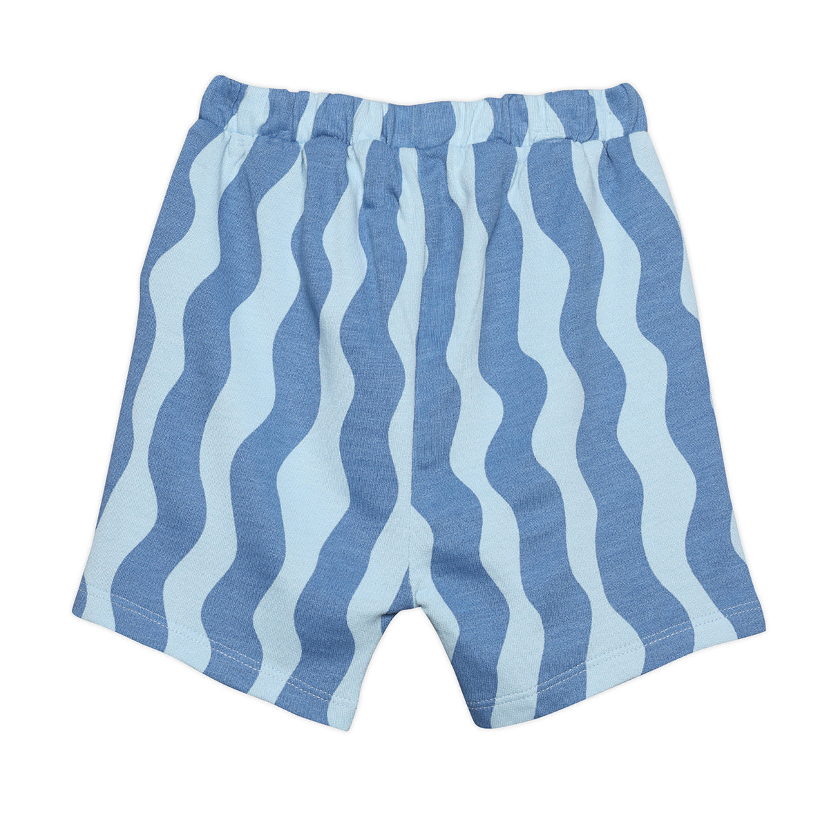 Baby Boys Smiley Print Top and Wavy Shorts Set, Light Blue