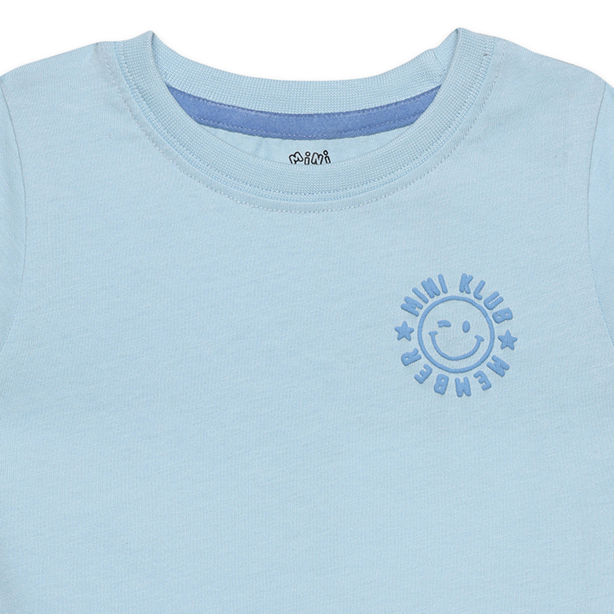 Baby Boys Smiley Print Top and Wavy Shorts Set, Light Blue