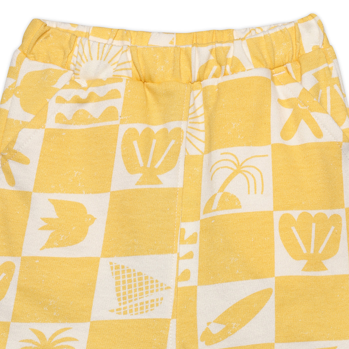 Baby Boys Smiley Print Top and Tropical Check Shorts Set, Yellow