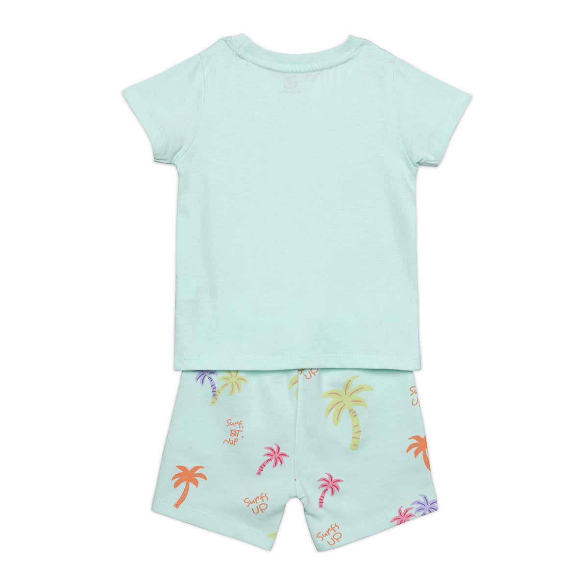 Baby Boys Smiley Print Top and Tropical Palm Shorts Set, Mint Green