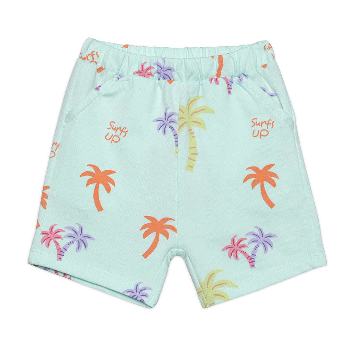 Baby Boys Smiley Print Top and Tropical Palm Shorts Set, Mint Green