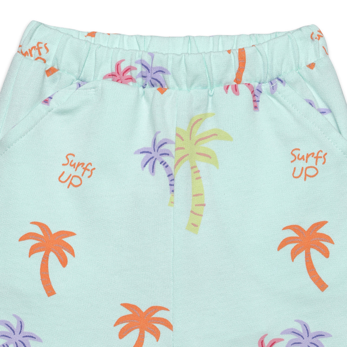Baby Boys Smiley Print Top and Tropical Palm Shorts Set, Mint Green