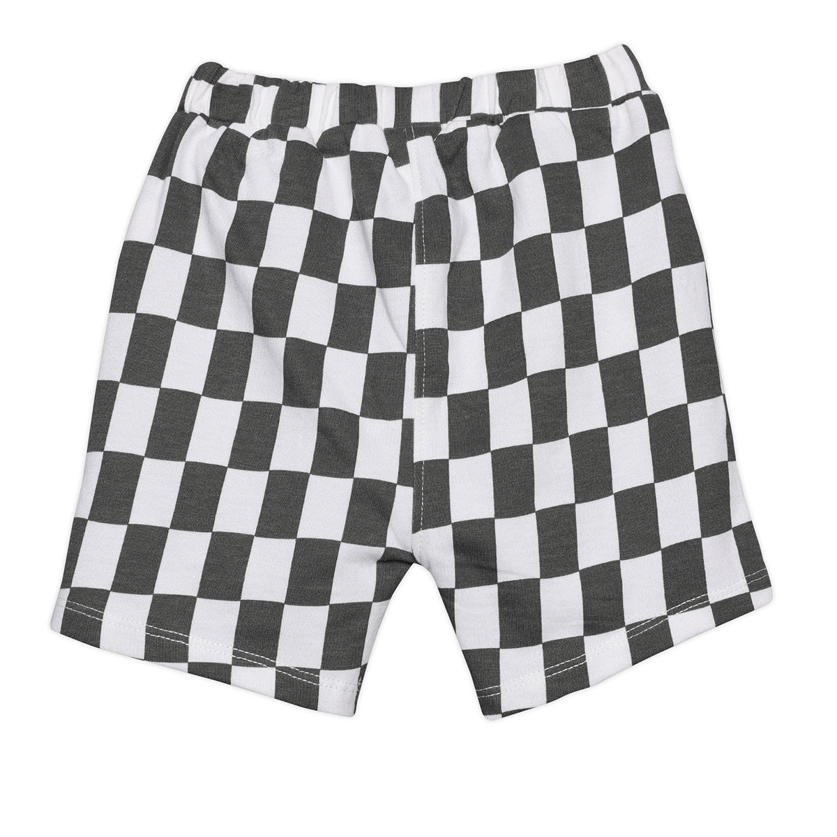 Baby Boys Smiley Logo Top and Checkerboard Shorts Set, Charcoal Black