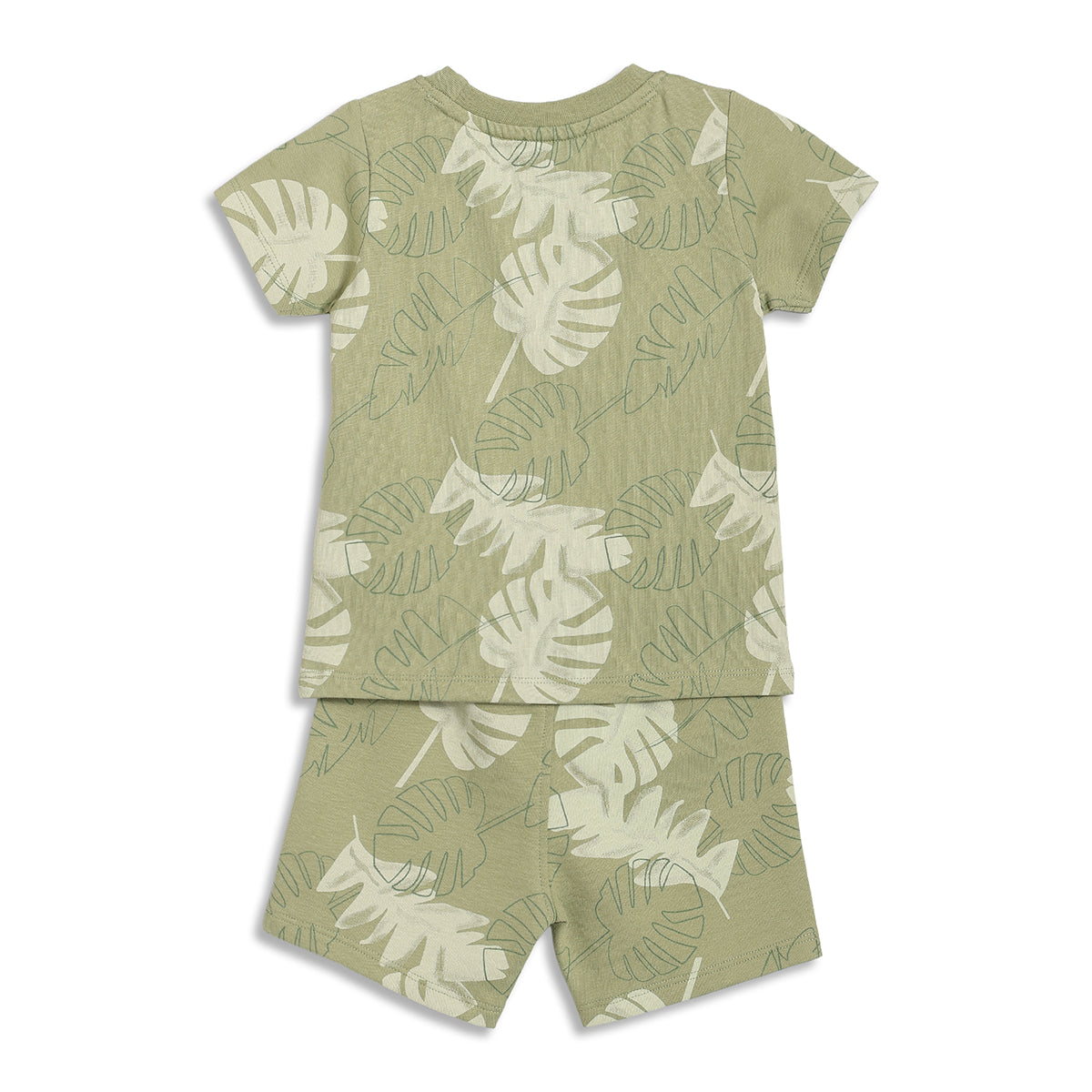 Baby Boys Leaf Print T-Shirt and Shorts Set, Pack of 1, Sage Green