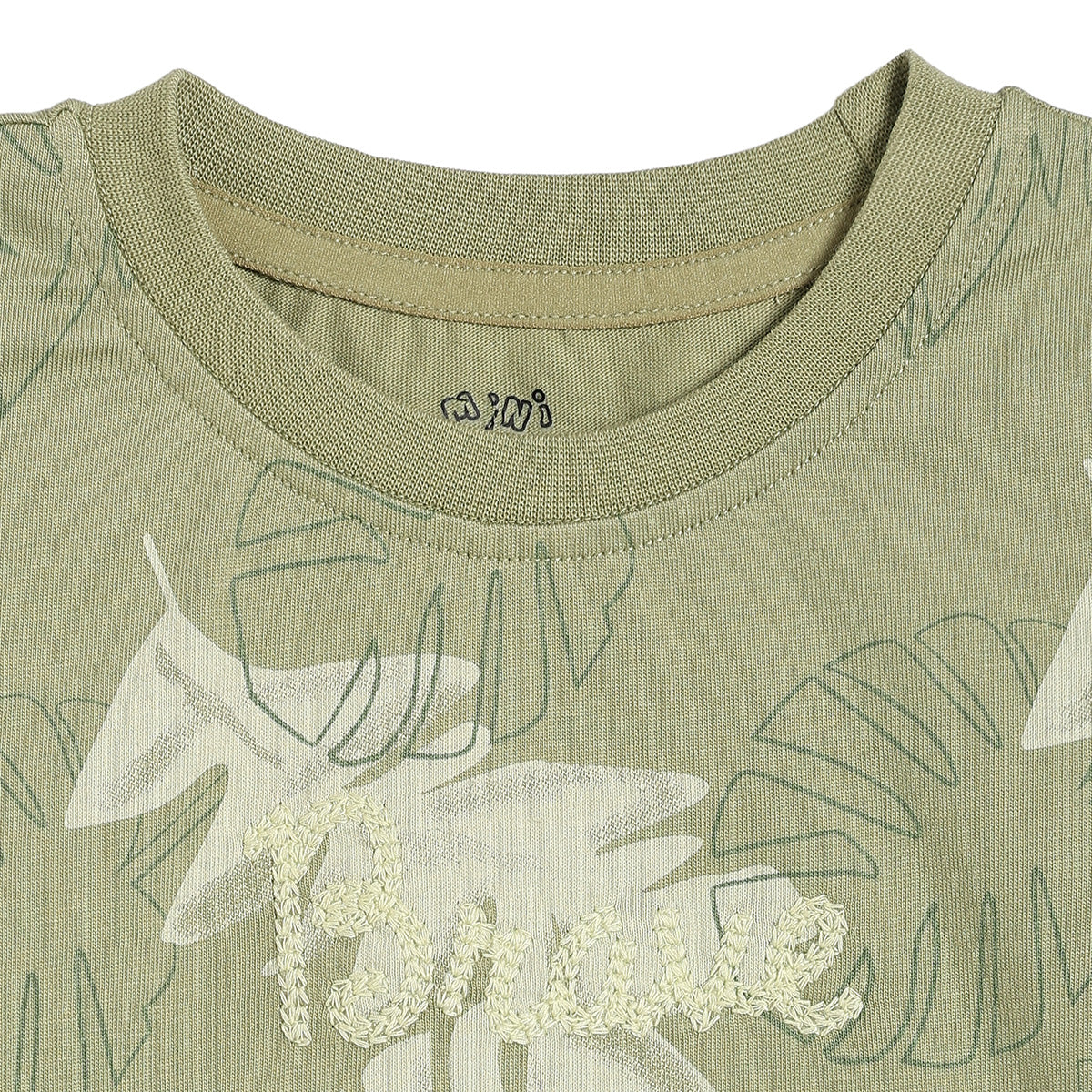 Baby Boys Leaf Print T-Shirt and Shorts Set, Pack of 1, Sage Green