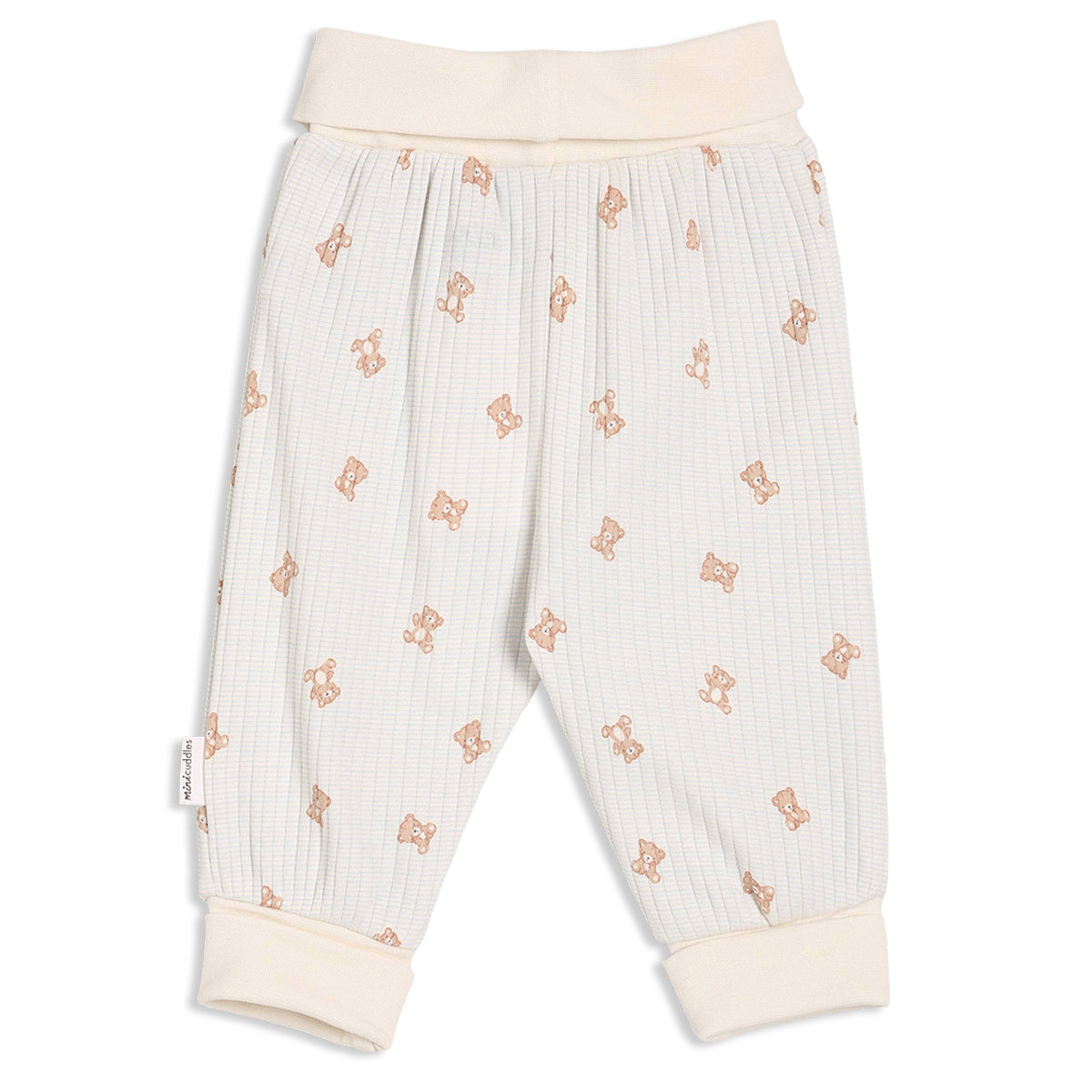 Baby Unisex Teddy Bear Printed T-Shirt And Pants Set, Cream