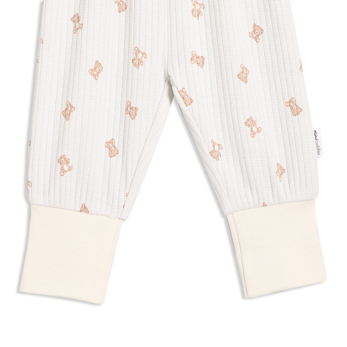 Baby Unisex Teddy Bear Printed T-Shirt And Pants Set, Cream