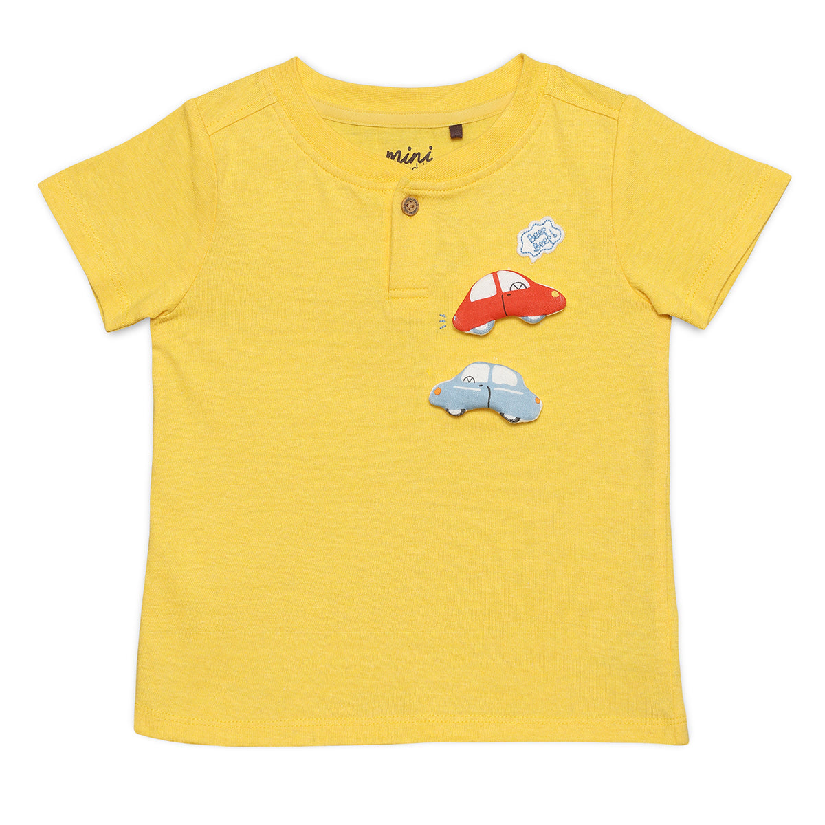 Baby Boys Car Applique T-Shirt, Yellow