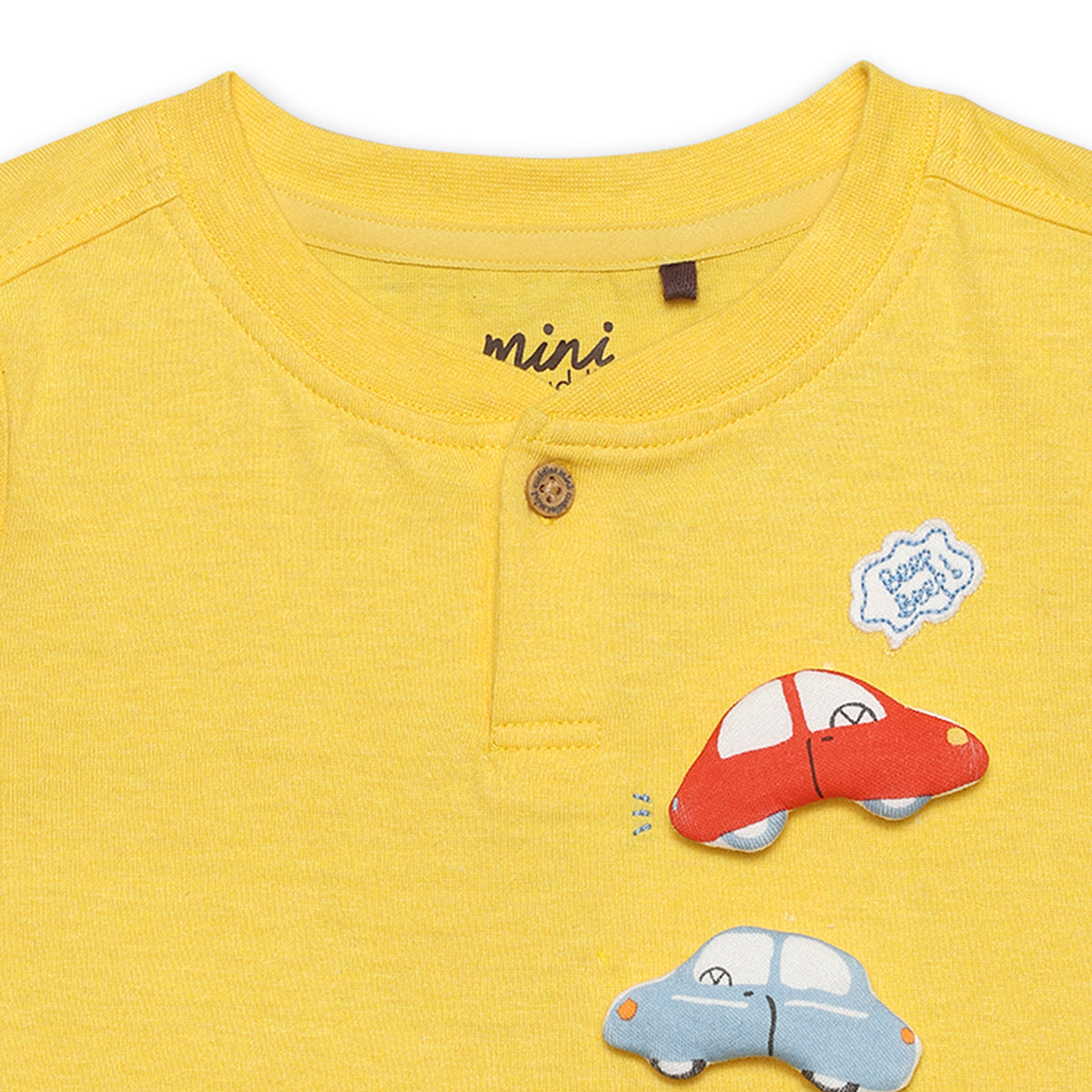 Baby Boys Car Applique T-Shirt, Yellow