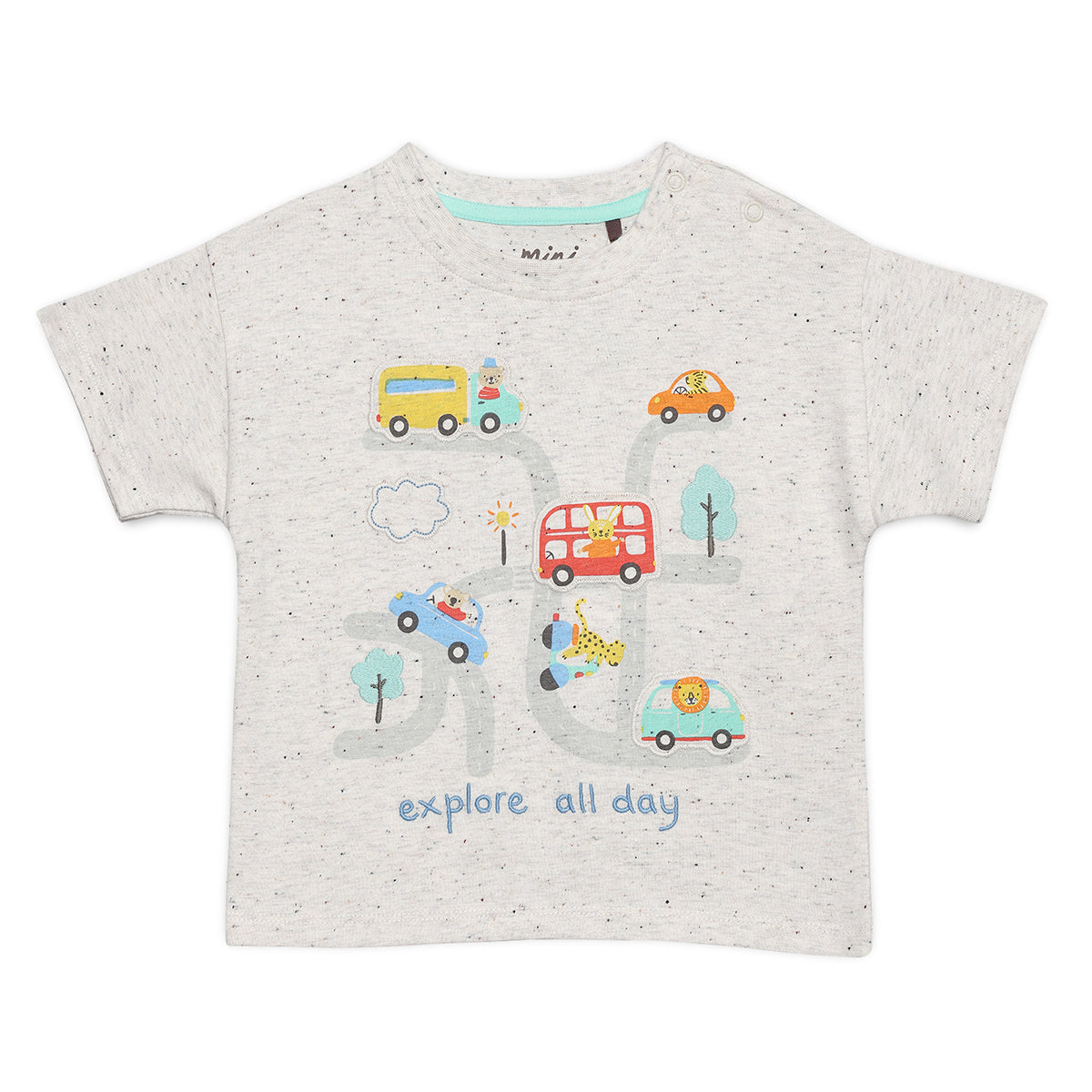 Baby Boys “Explore All Day” Printed T-Shirt, Grey