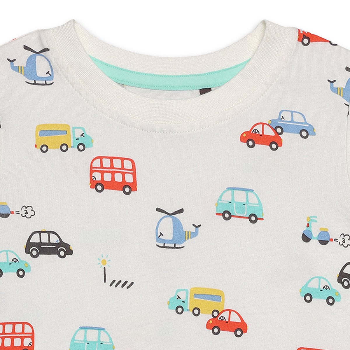 Baby Boys Printed T-Shirts with Lion, Vehicle & Check Patterns Pack of 3, Grey, White and Yellow