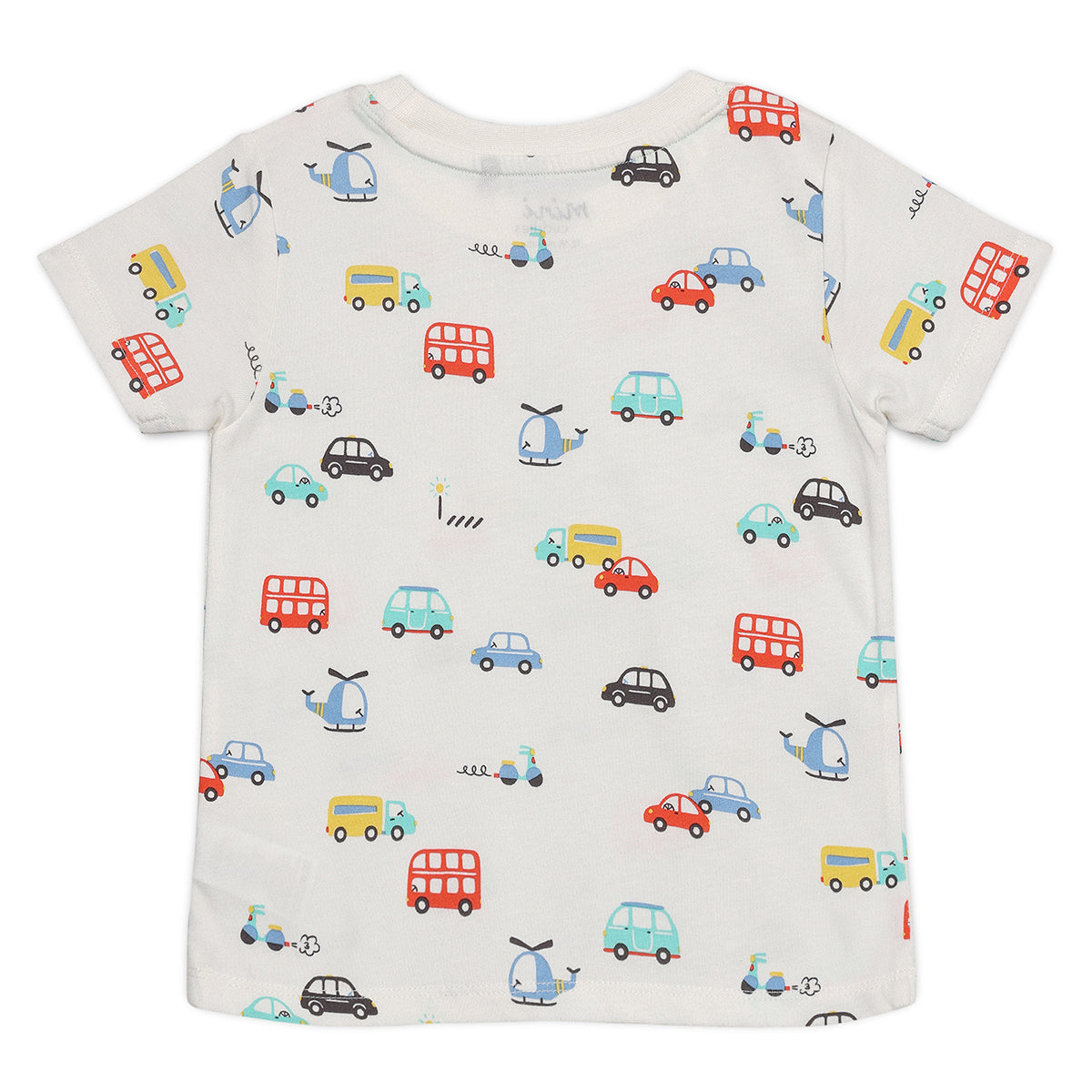 Baby Boys Printed T-Shirts with Lion, Vehicle & Check Patterns Pack of 3, Grey, White and Yellow