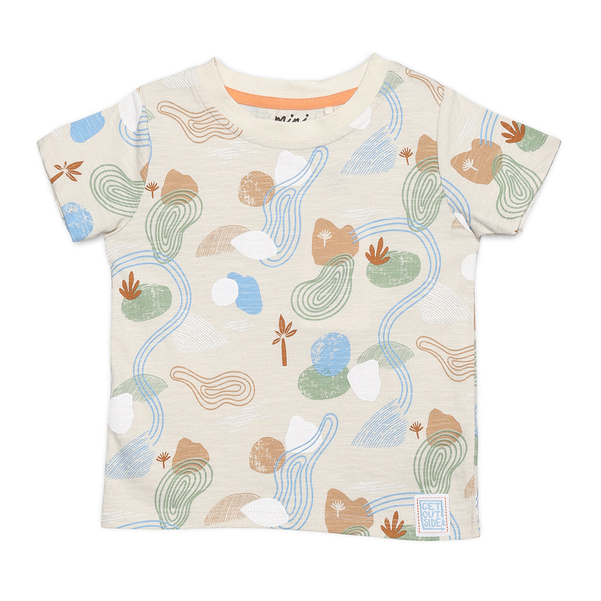 Baby Boys All-Over Abstract Nature Printed T-Shirt, Beige