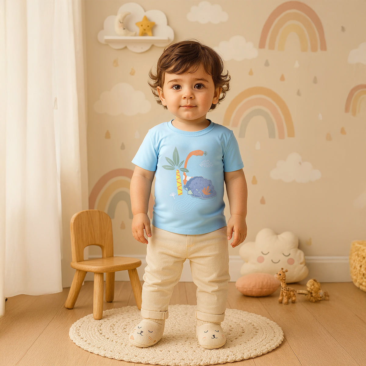 Baby Boys Dinosaur Print T-Shirt, Blue