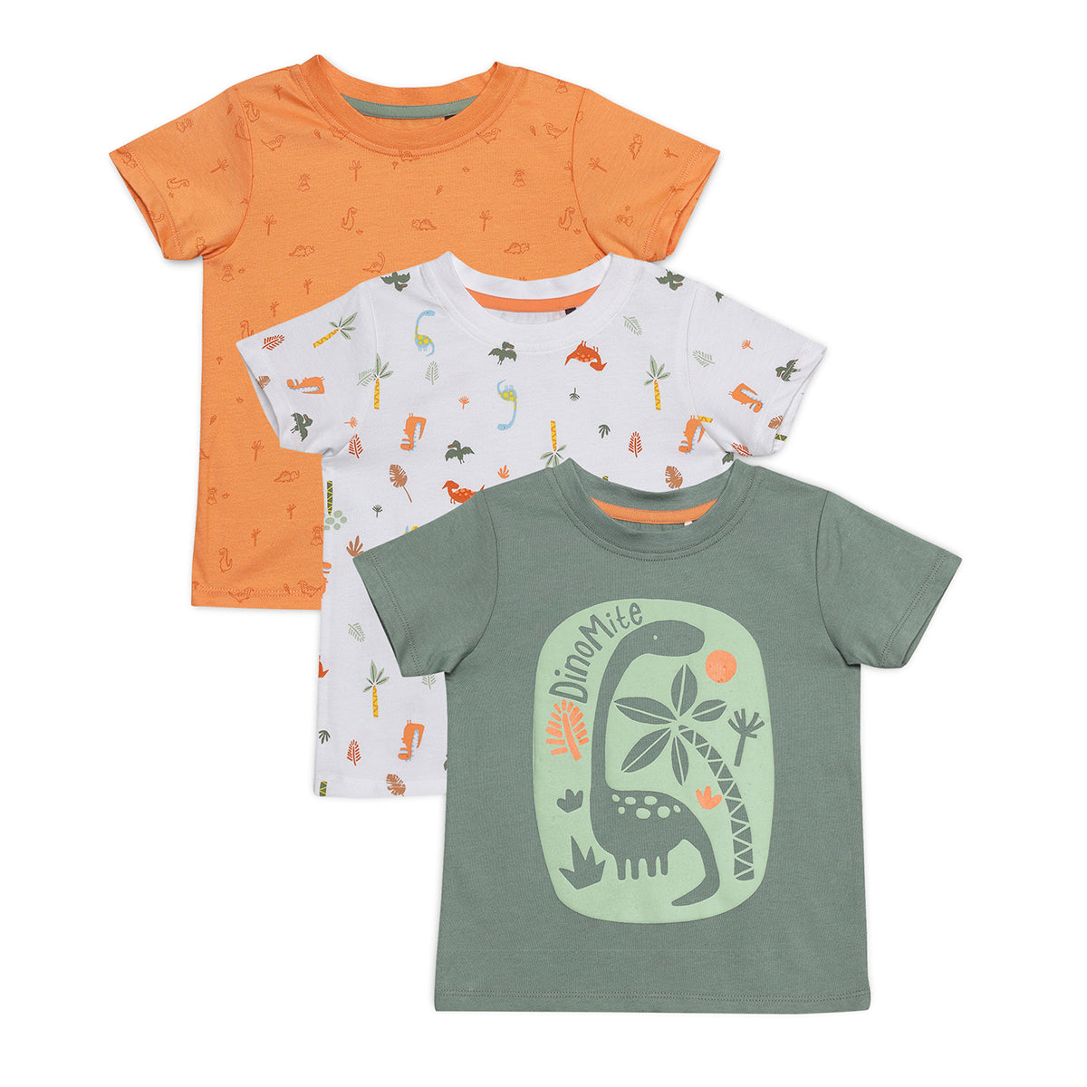 Baby Boys Dinosaur Print T-Shirt Set Pack of 3, Multicolor