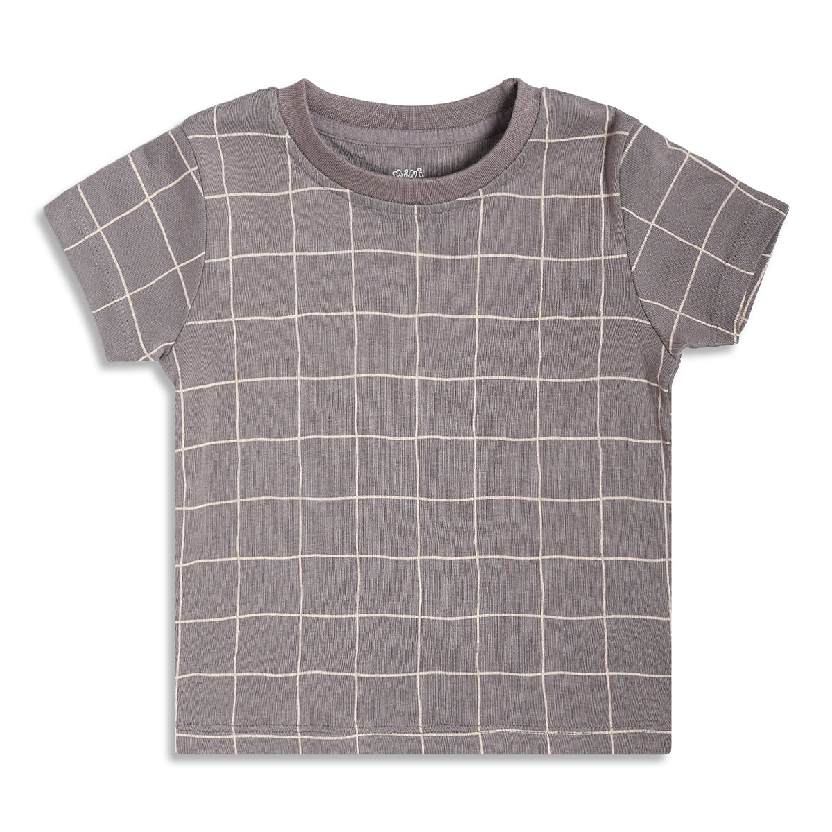 Boys Checked T-Shirt, Grey