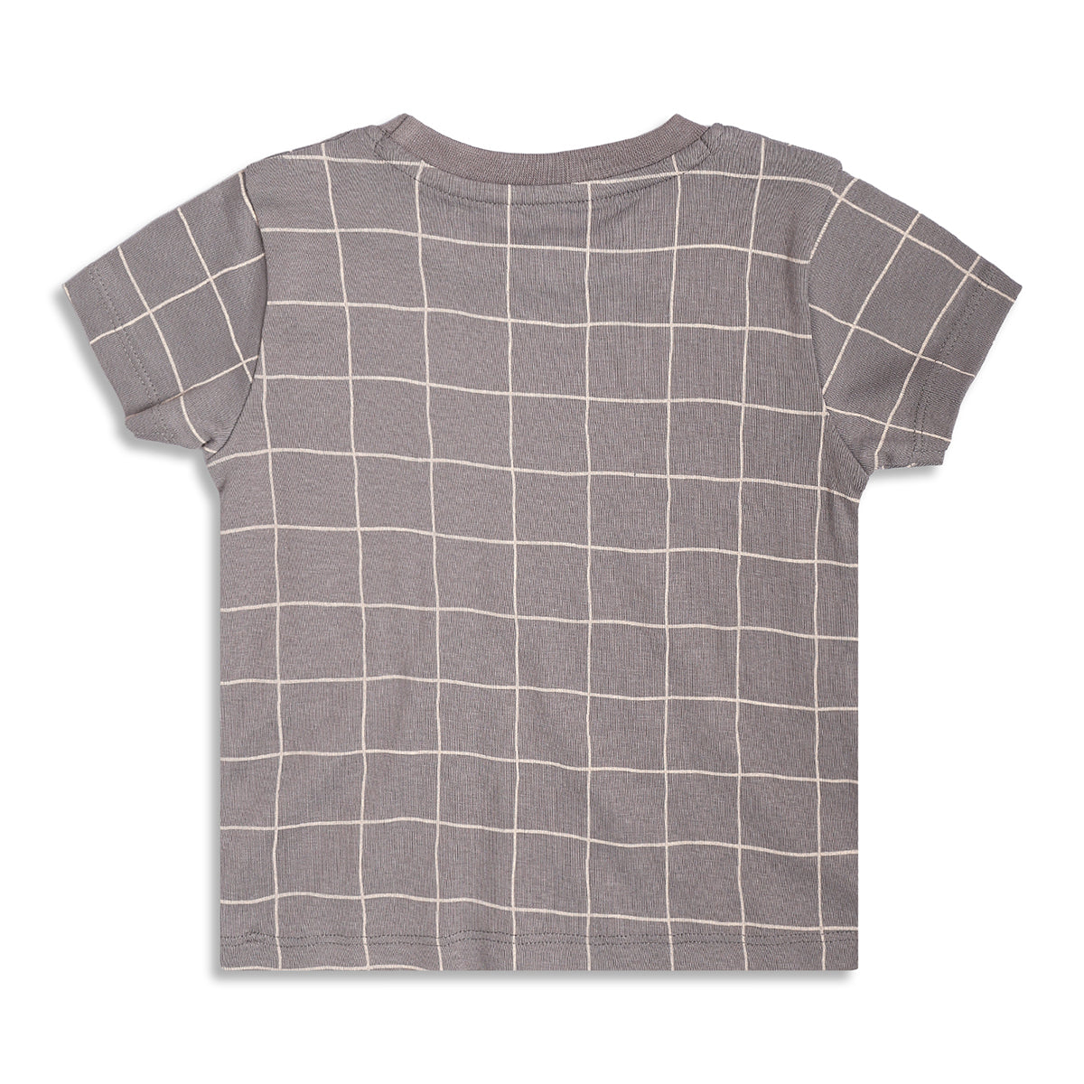 Boys Checked T-Shirt, Grey