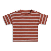 Baby Boys Brown Striped Cotton T-Shirt Regular Fit Casual Kids T-Shirt