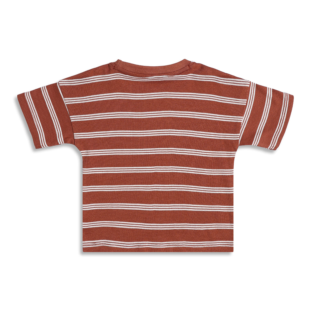 Baby Boys Brown Striped Cotton T-Shirt Regular Fit Casual Kids T-Shirt