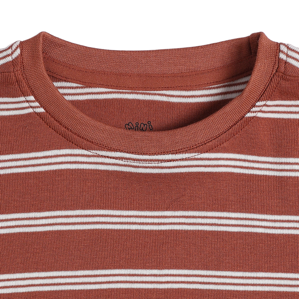 Baby Boys Brown Striped Cotton T-Shirt Regular Fit Casual Kids T-Shirt