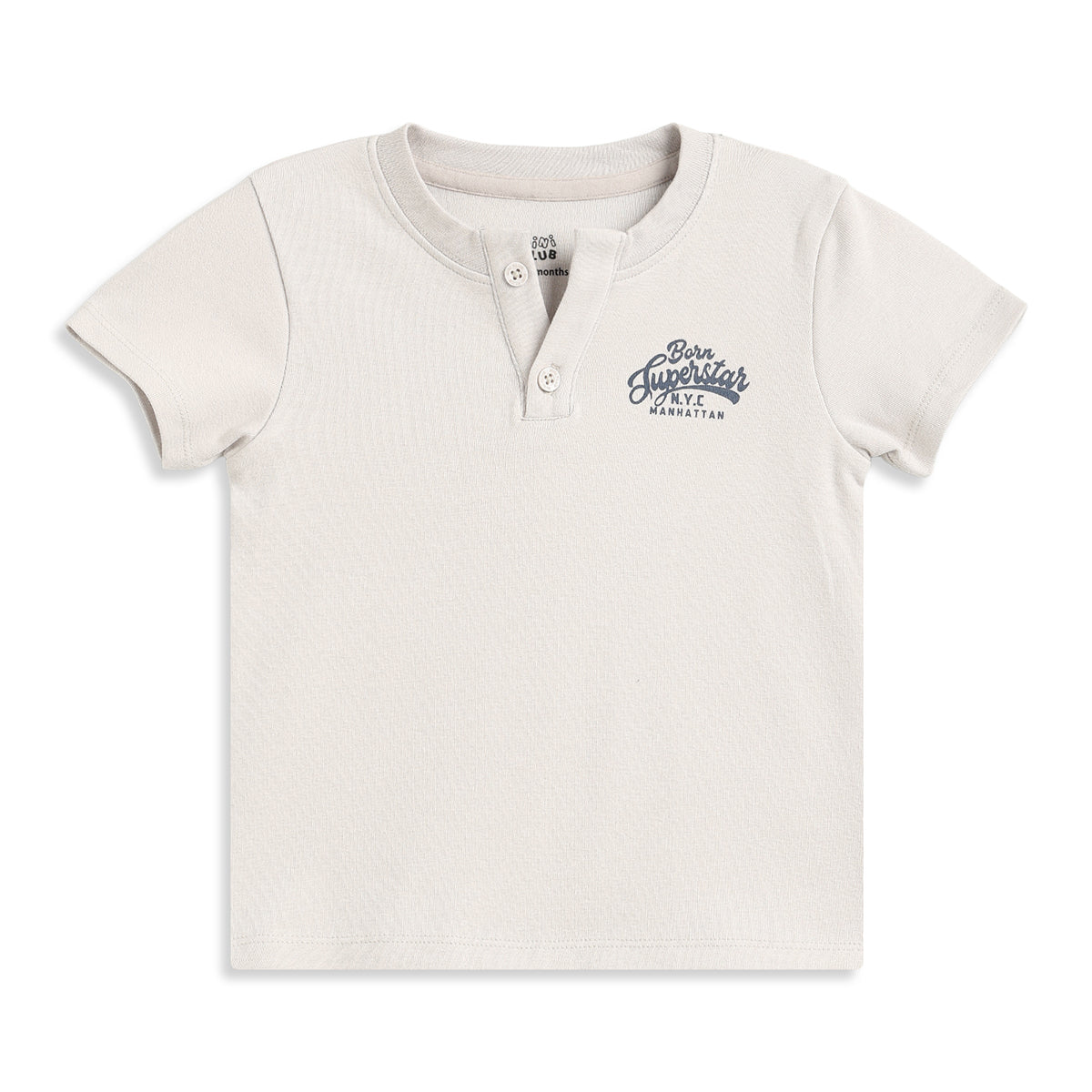 Baby Boys Beige Cotton Printed T-Shirt Regular Fit Casual Kids T-Shirt