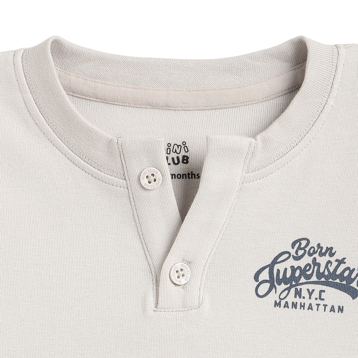 Baby Boys Beige Cotton Printed T-Shirt Regular Fit Casual Kids T-Shirt