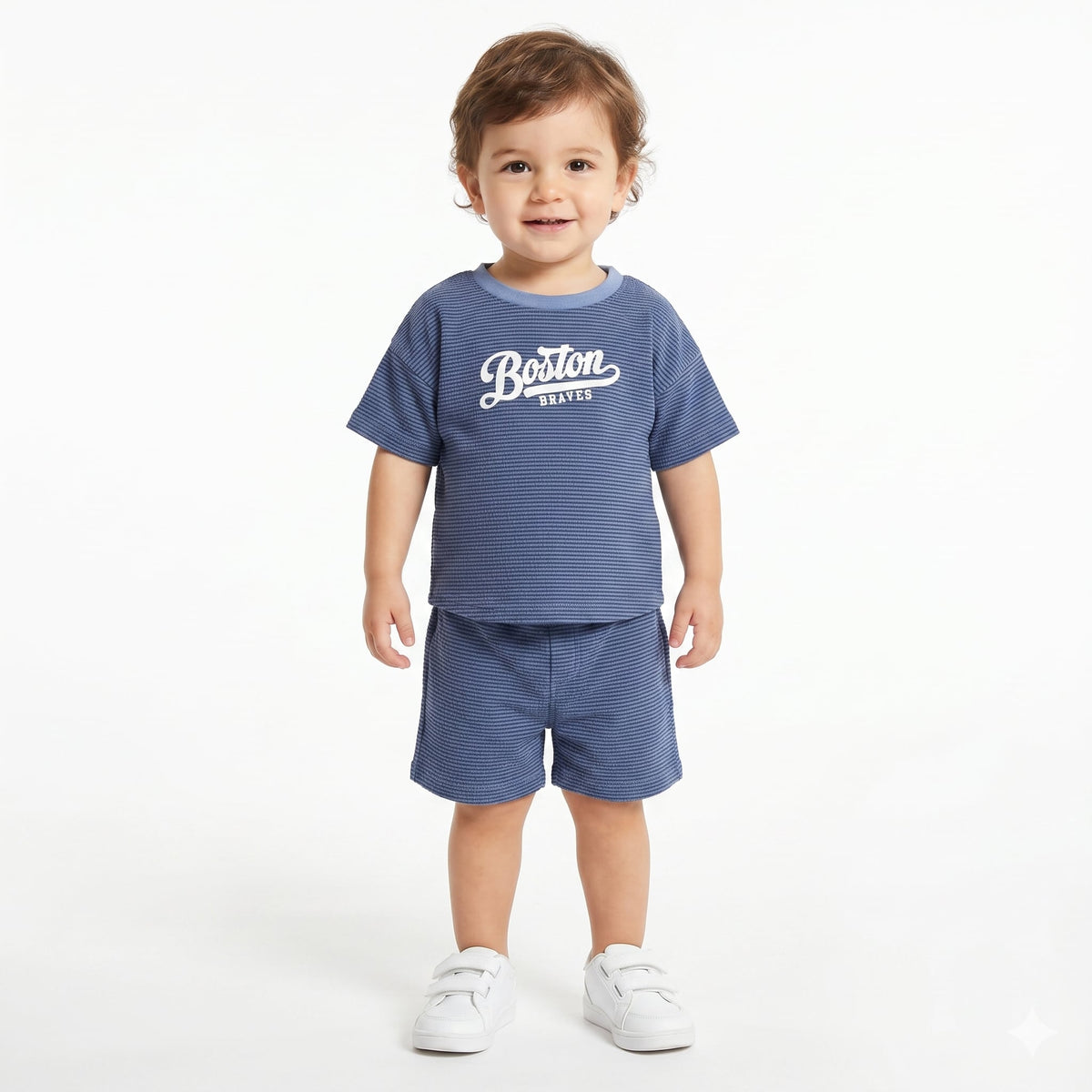 Boys Striped Graphic Print T-Shirt, Blue