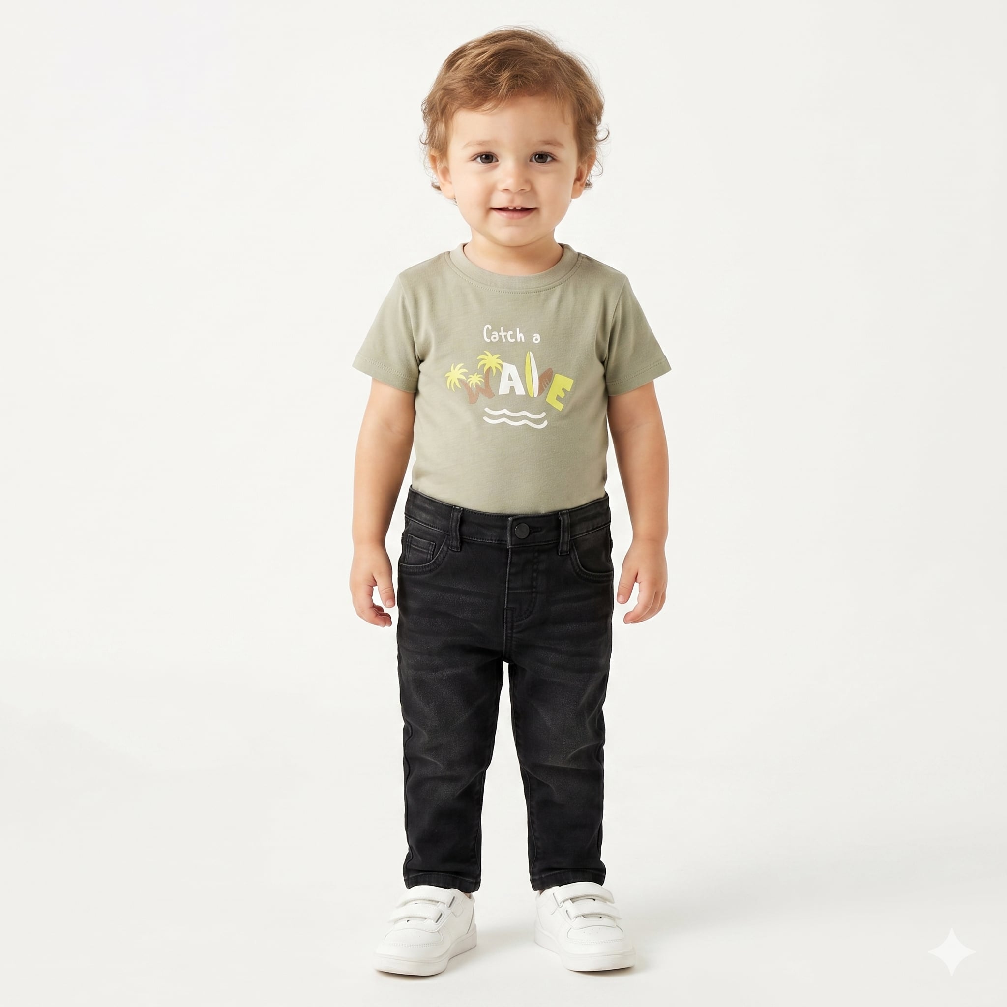 Boys Graphic Print T-Shirt, Sage Green