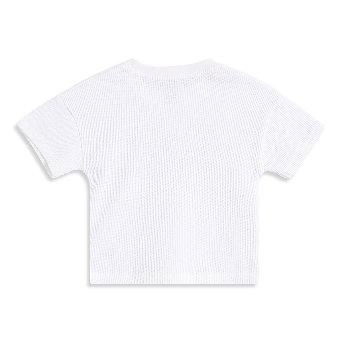Baby Boys White Textured Cotton T-Shirt Regular Fit Casual Summer T-Shirt