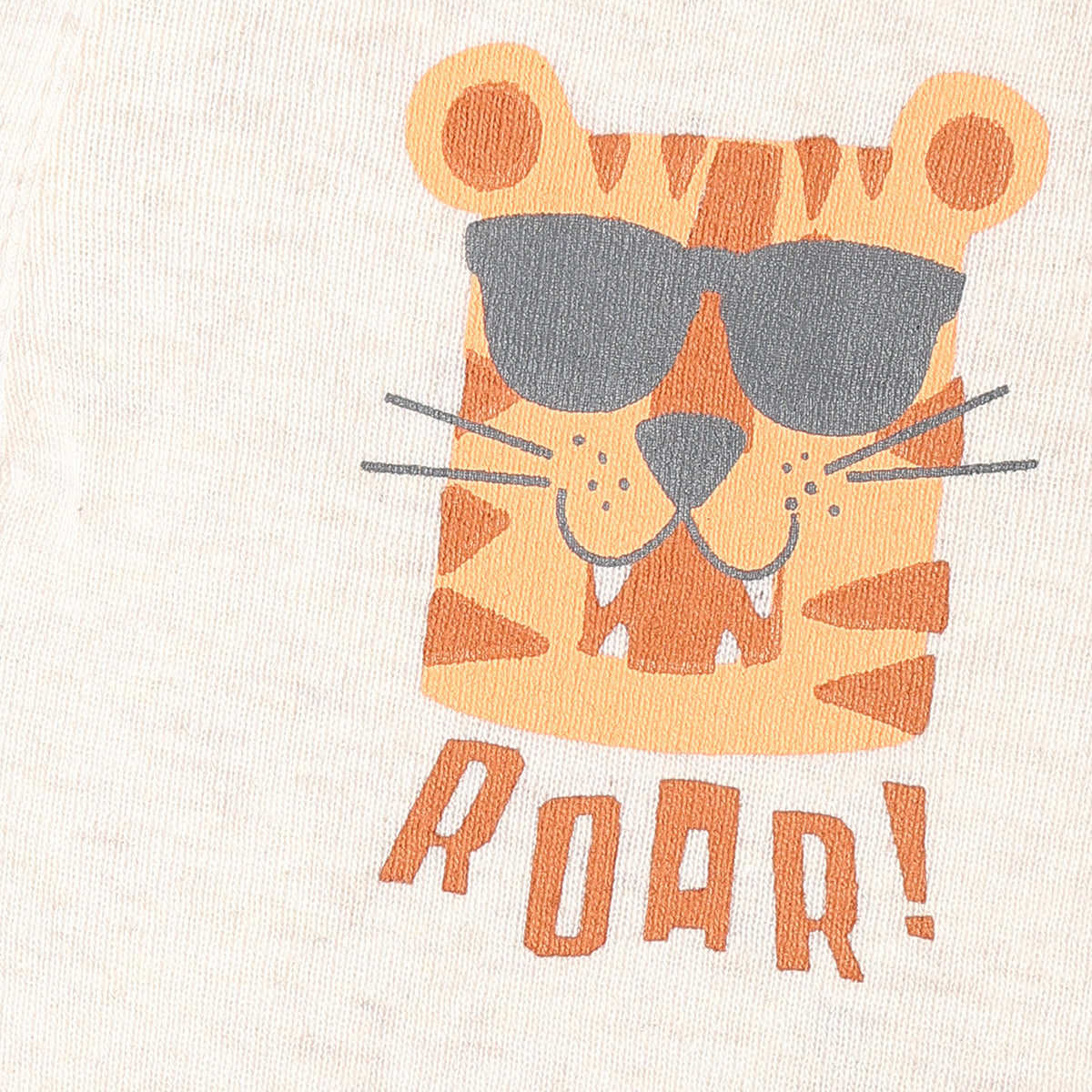Boys Tiger Graphic Print Henley T-Shirt, Beige