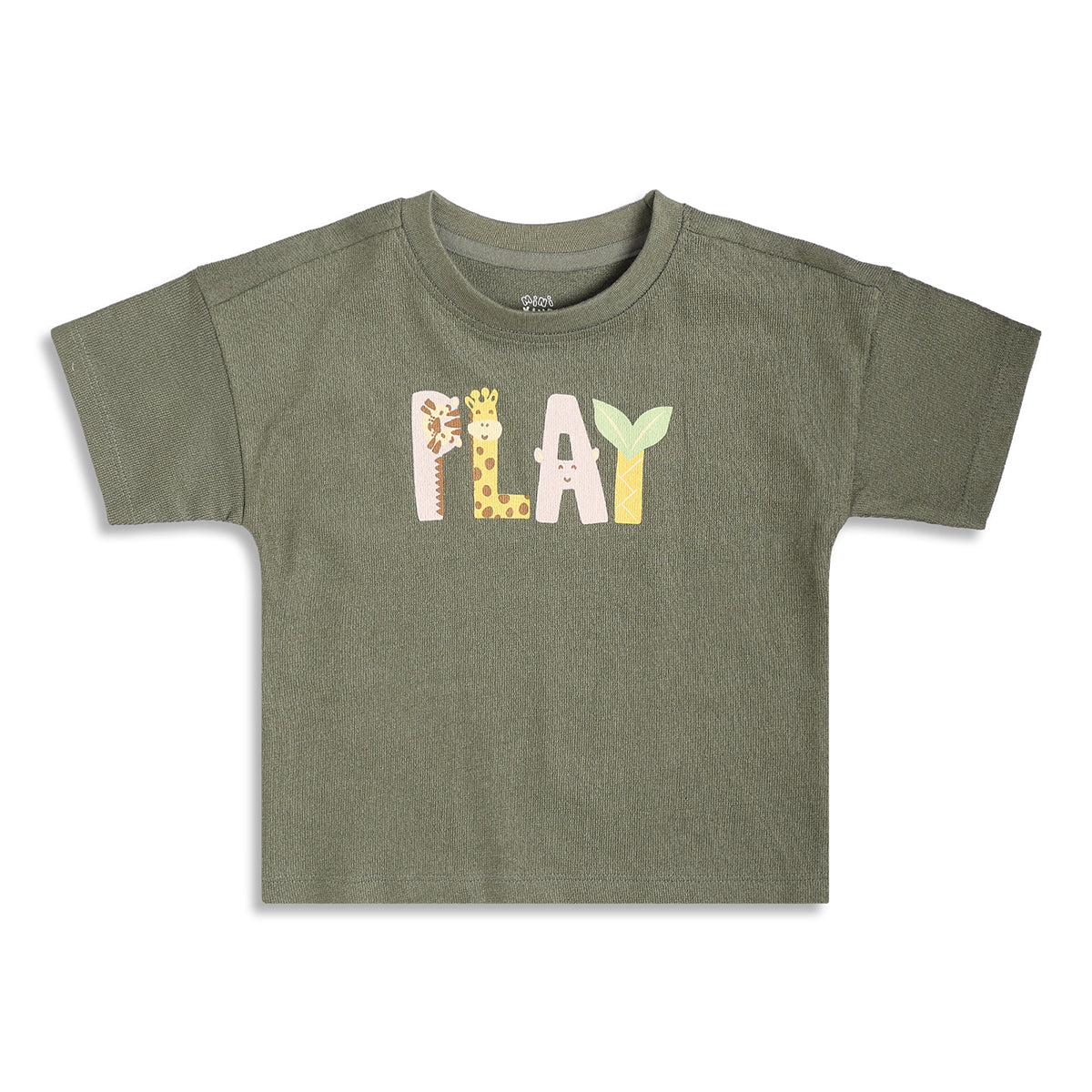Boys Graphic Print T-Shirt, Olive Green