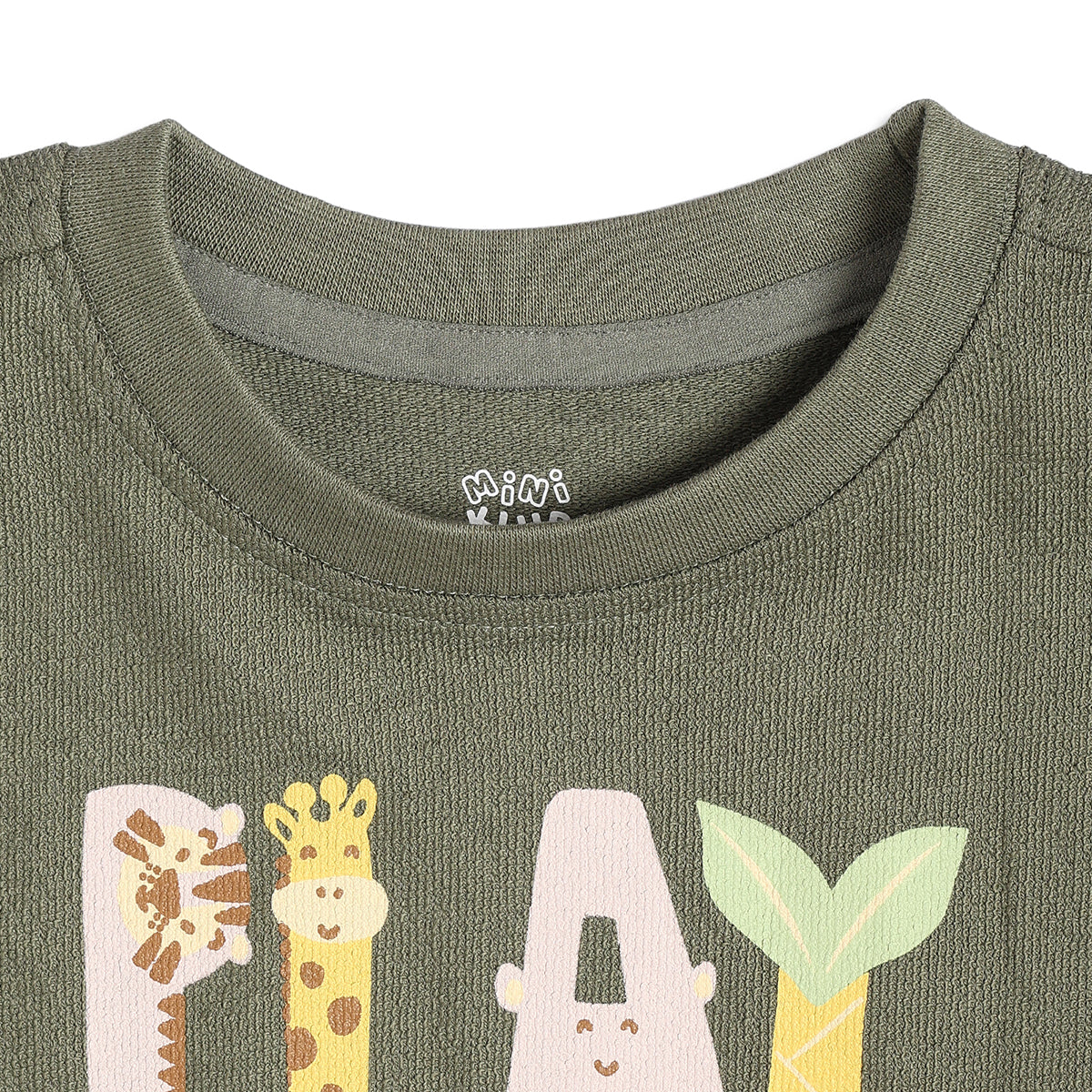 Boys Graphic Print T-Shirt, Olive Green