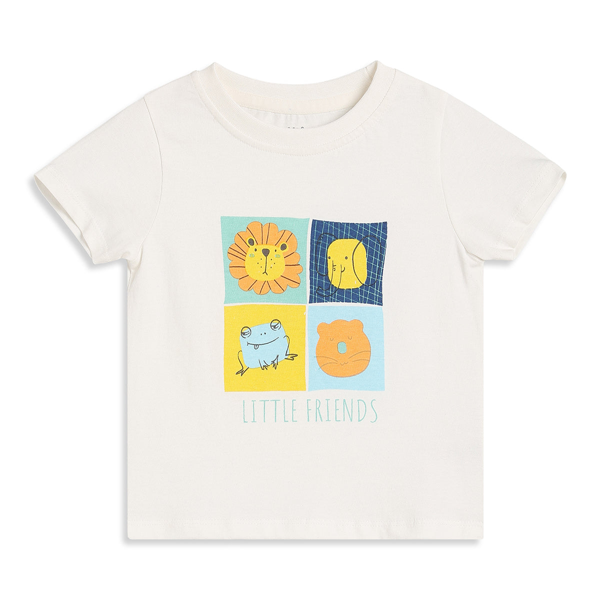 Baby Boys Off White Cotton Printed T-Shirt Regular Fit Casual Wear