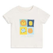 Baby Boys Off White Cotton Printed T-Shirt Regular Fit Casual Wear