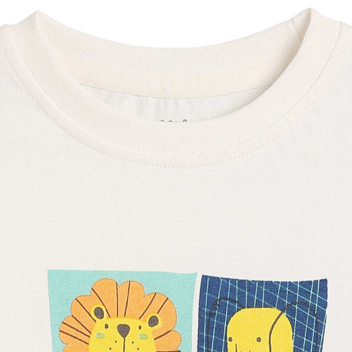 Baby Boys Off White Cotton Printed T-Shirt Regular Fit Casual Wear