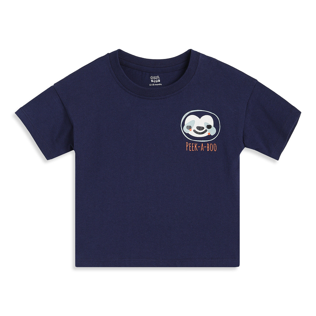 Baby Boys Navy Blue Cotton Printed T-Shirt Regular Fit Casual Wear