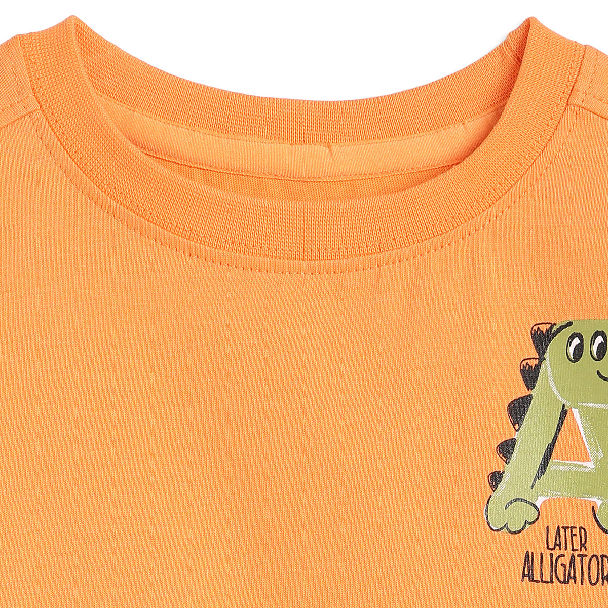 Baby Boys Orange Cotton Printed T-Shirt Regular Fit Casual Wear